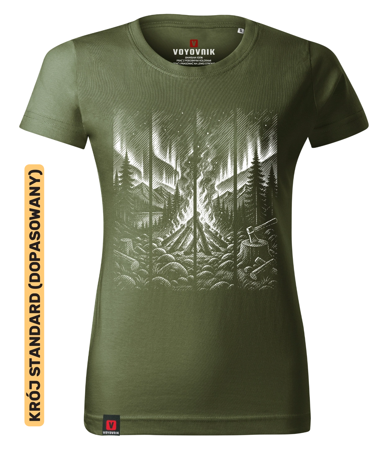 Koszulka damska standard VOYOVNIK Fireside Escape mono khaki