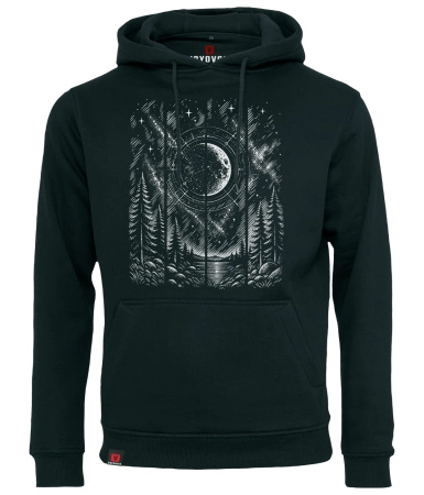 Bluza męska z kapturem VOYOVNIK "Lunar Echo (mono)" - czarna