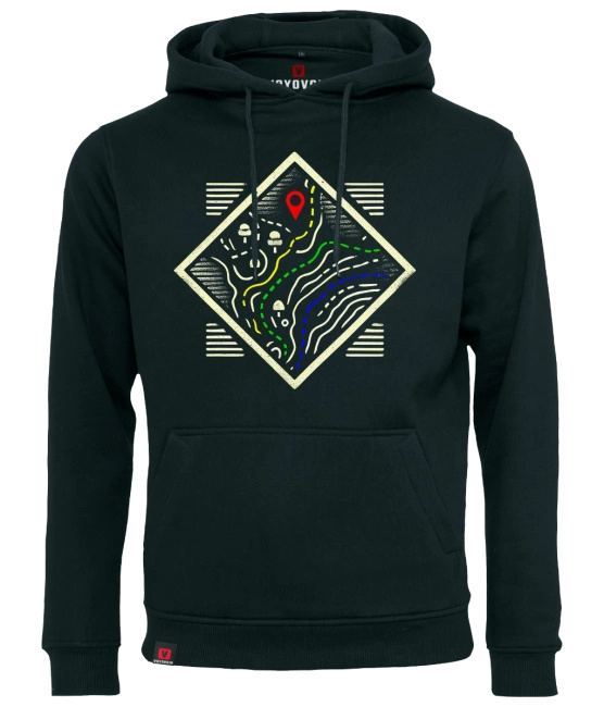 Bluza męska z kapturem VOYOVNIK "Route Seeker" - czarna