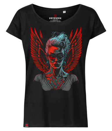 Koszulka damska oversize VOYOVNIK "Diabolical Angel" - czarna, rozmiar M [OUTLET]