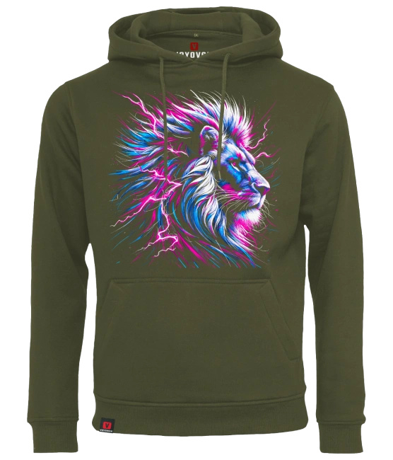 Bluza męska z kapturem VOYOVNIK "Neon Lion" - olive