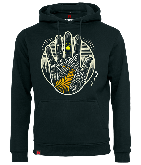 Bluza męska z kapturem VOYOVNIK "Hand of Trails" - czarna