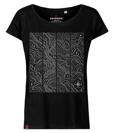 Koszulka damska oversize VOYOVNIK "Contour Quest (mono)" - czarna