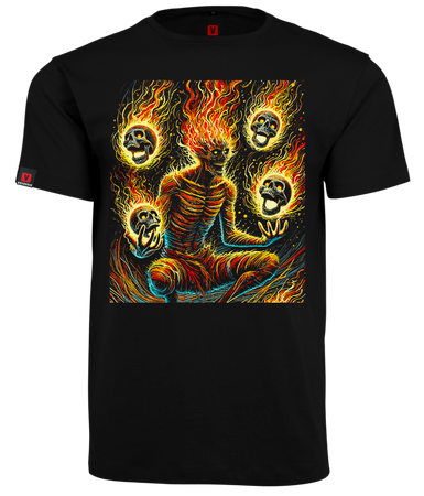 Koszulka męska VOYOVNIK "Fire Skull Juggler" - czarna, rozmiar M [OUTLET]