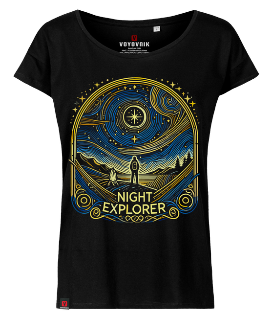 Koszulka damska oversize VOYOVNIK "Night Explorer" - czarna