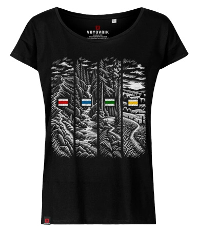 Koszulka damska oversize VOYOVNIK "Trail Chapters (mono)" - czarna