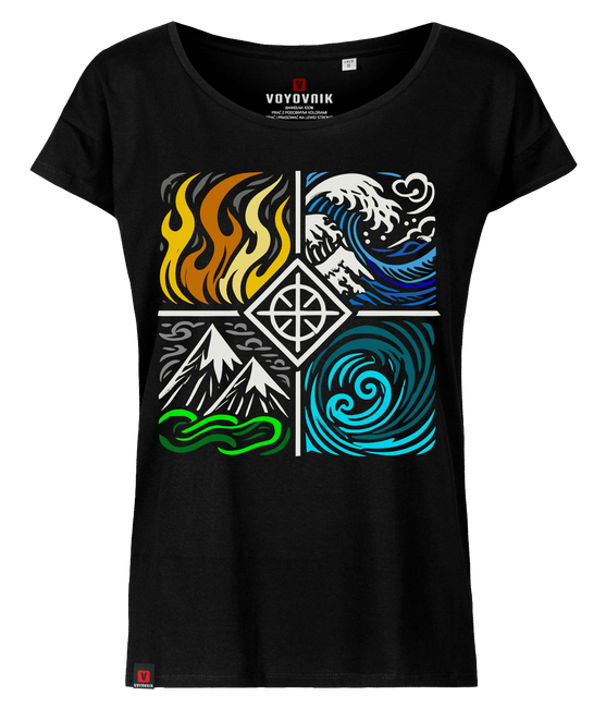 Koszulka damska oversize VOYOVNIK "Four Elements" - czarna