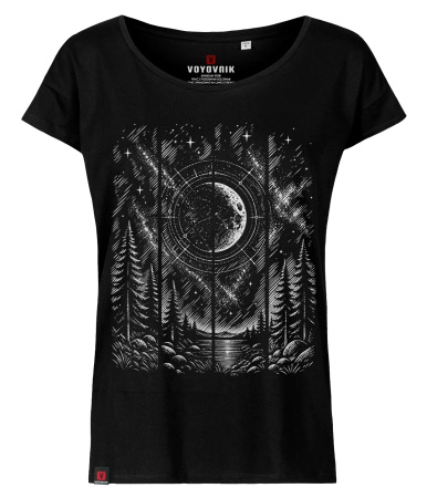 Koszulka damska oversize VOYOVNIK "Lunar Echo (mono)" - czarna
