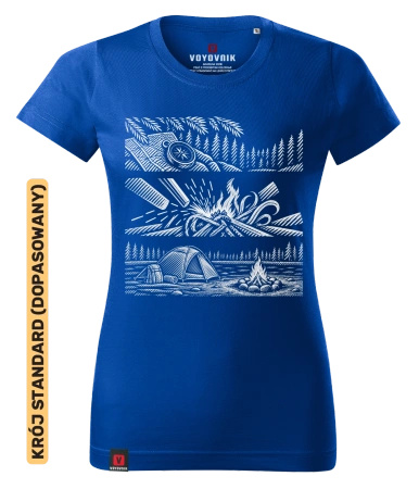 Koszulka damska standard VOYOVNIK "Campcraft Stories (mono)" - niebieska