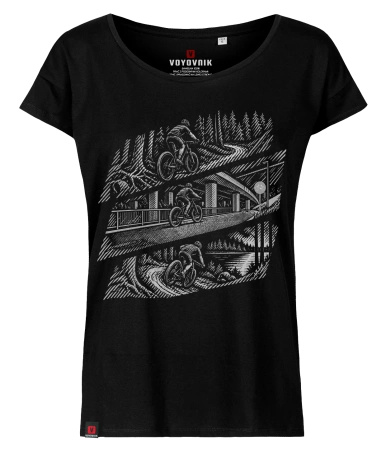 Koszulka damska oversize VOYOVNIK "MTB Flow (mono)" - czarna